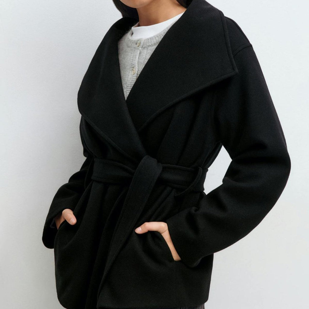 Primakind Belted Wrap Coat Double-Faced Wool Blend Jacket
