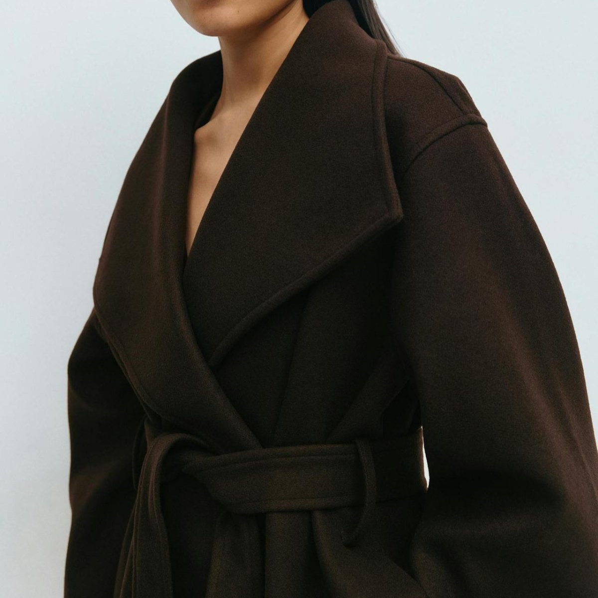 Primakind Belted Wrap Coat Double-Faced Wool Blend Jacket