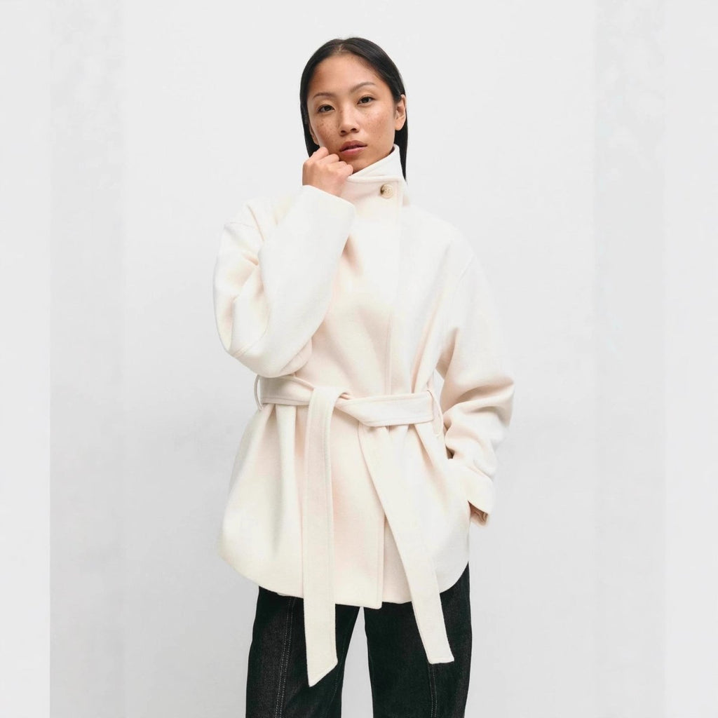 Primakind Belted Wrap Coat Double-Faced Wool Blend Jacket
