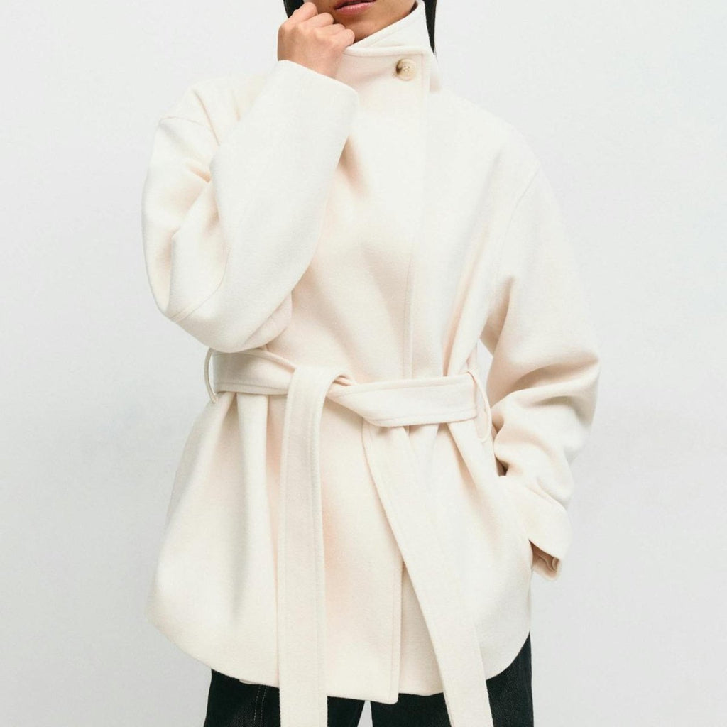Primakind Belted Wrap Coat Double-Faced Wool Blend Jacket