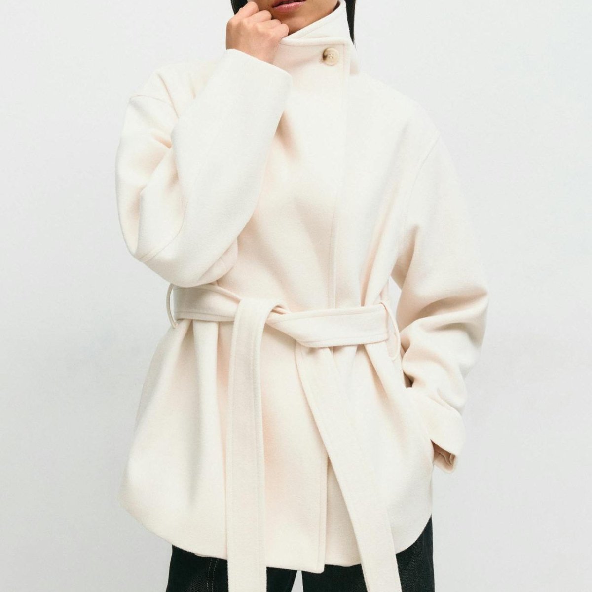 Primakind Belted Wrap Coat Double-Faced Wool Blend Jacket