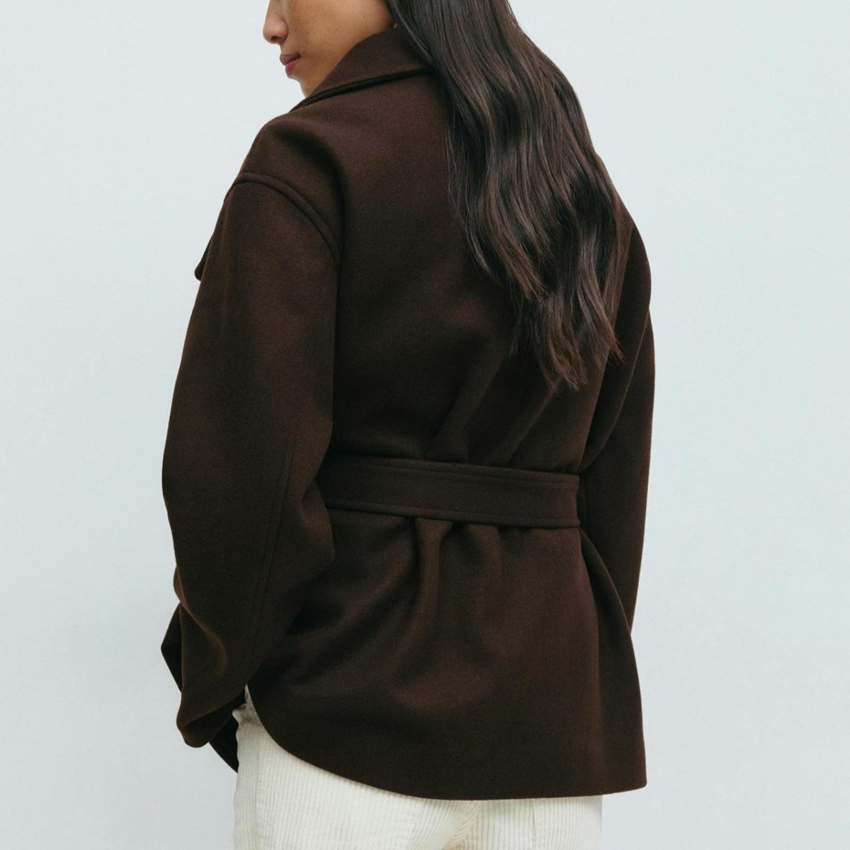 Primakind Belted Wrap Coat Double-Faced Wool Blend Jacket