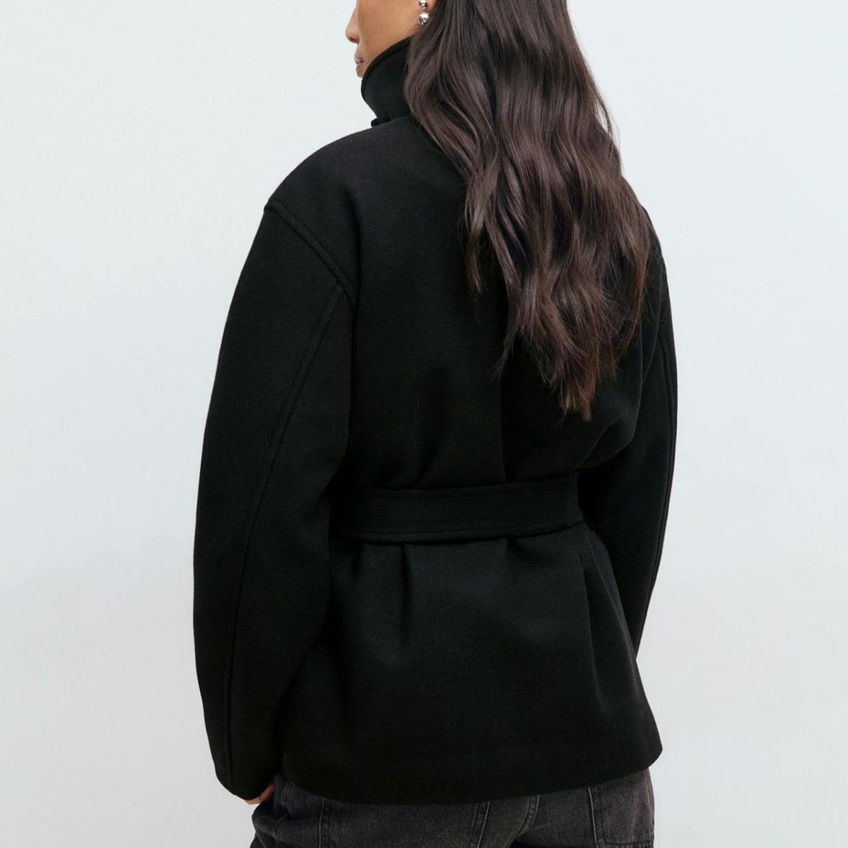 Primakind Belted Wrap Coat Double-Faced Wool Blend Jacket