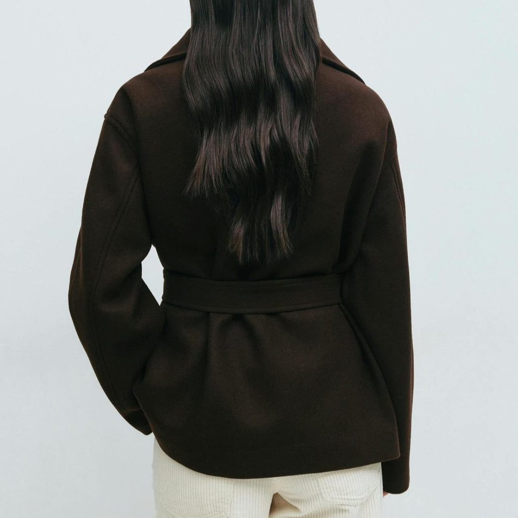 Primakind Belted Wrap Coat Double-Faced Wool Blend Jacket