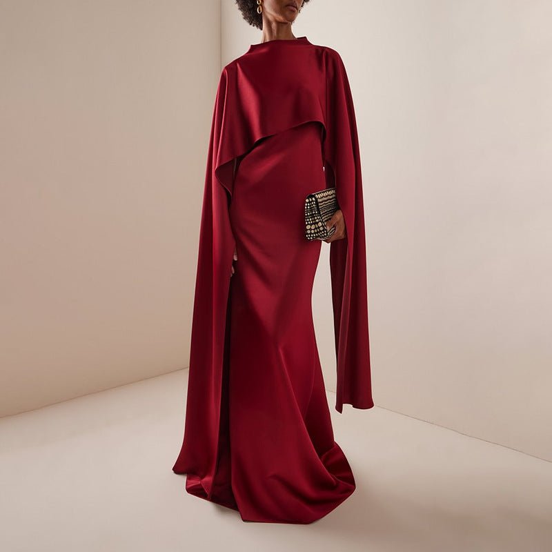 Primakind Cape Overlay Dress with Detachable Shawl