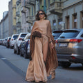 Primakind Champagne Satin Cape & Skirt Set