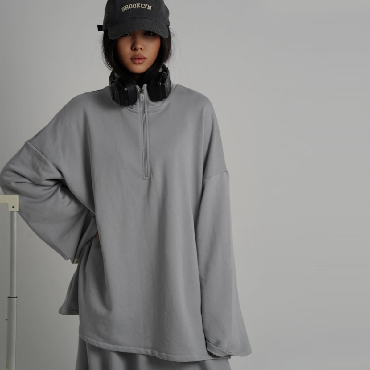 Primakind Cotton Half-Zip Top & Maxi Skirt Set