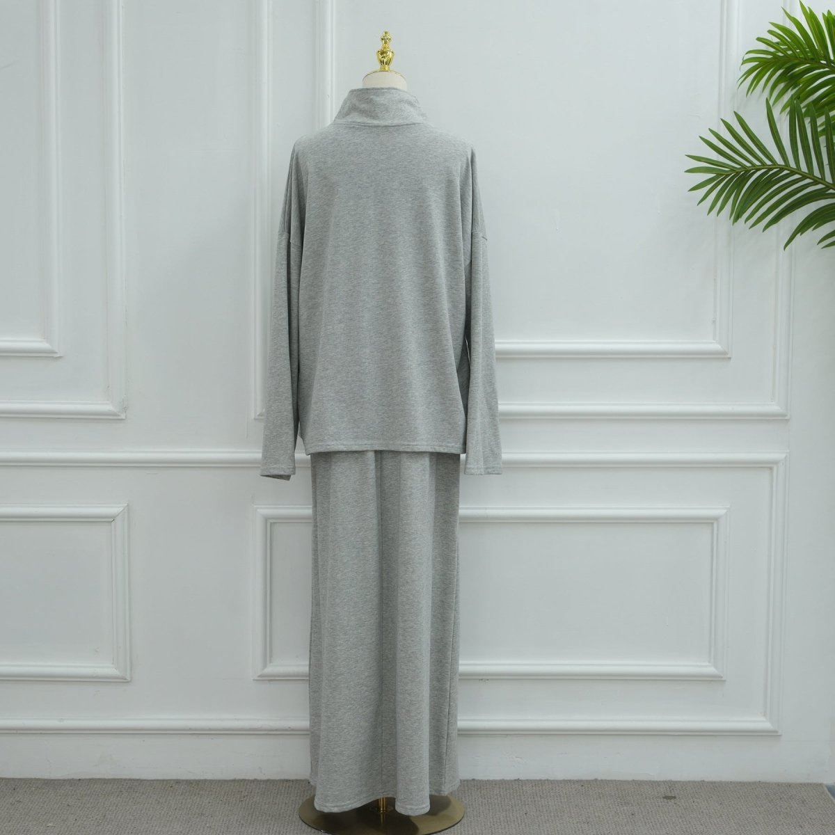 Primakind Cotton Half-Zip Top & Maxi Skirt Set