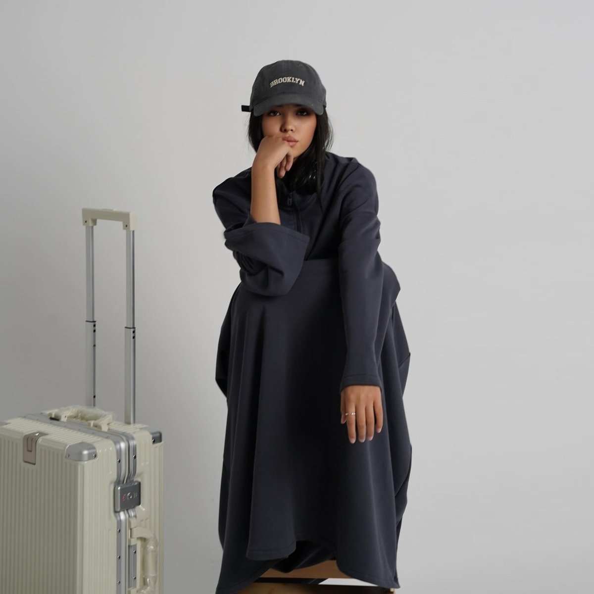 Primakind Cotton Half-Zip Top & Maxi Skirt Set