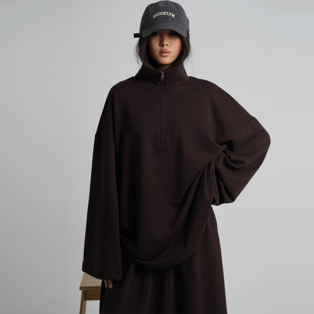 Primakind Cotton Half-Zip Top & Maxi Skirt Set