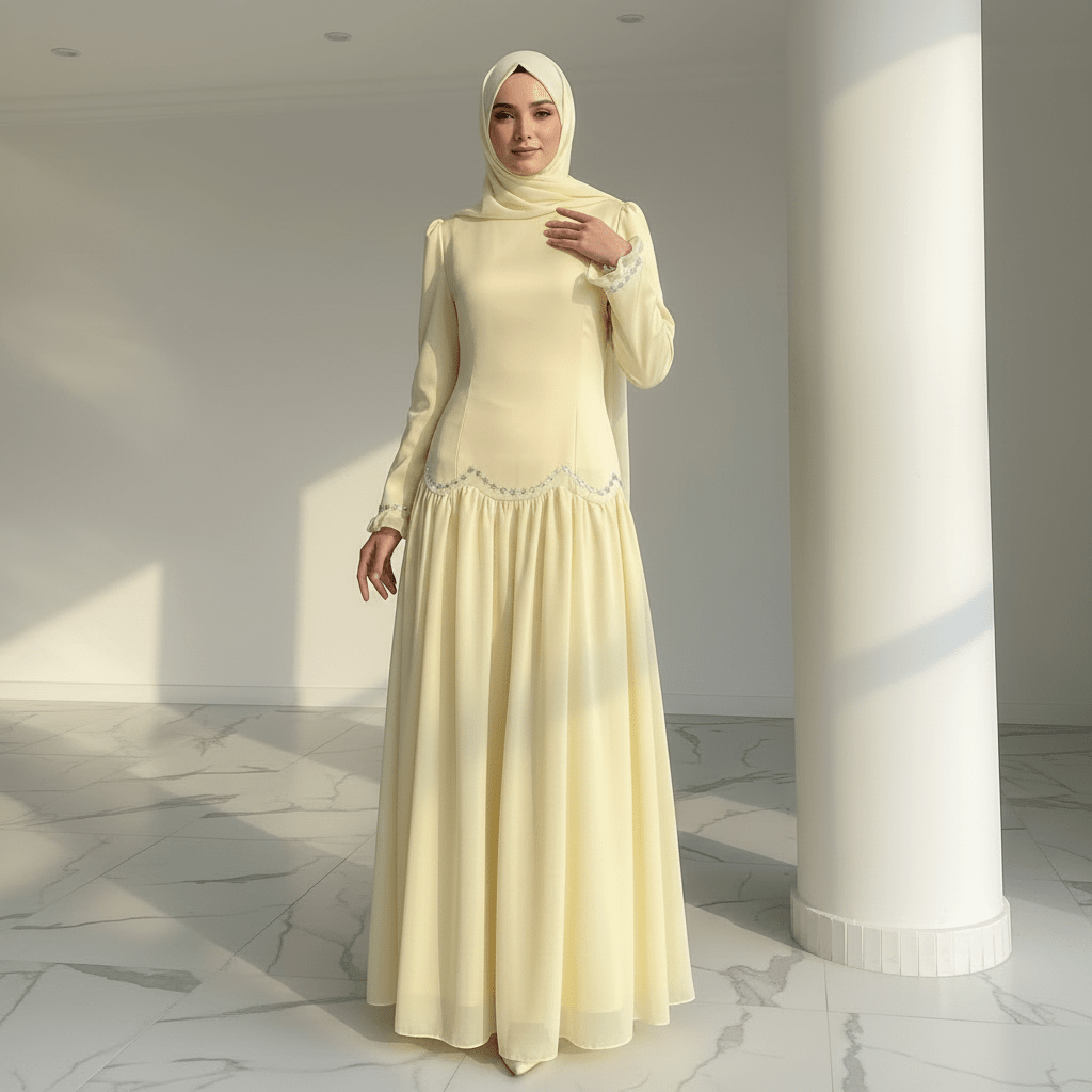 Primakind Crystal Waist Chain Dress with Ruffle Cuffs