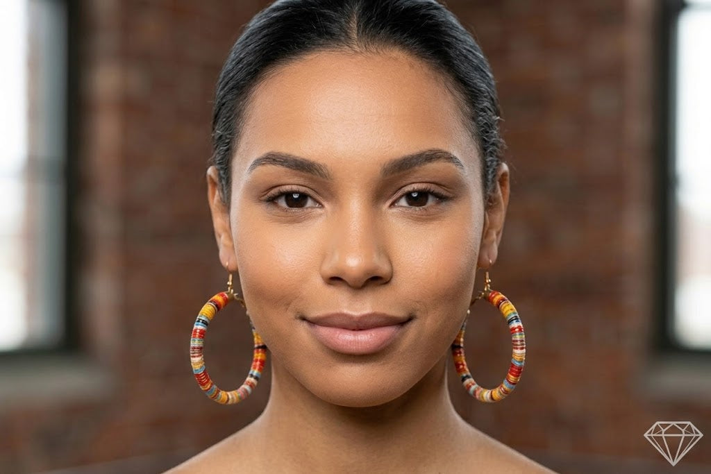 Primakind Women's Multicolored Thread-Wrapped Hoop Earrings