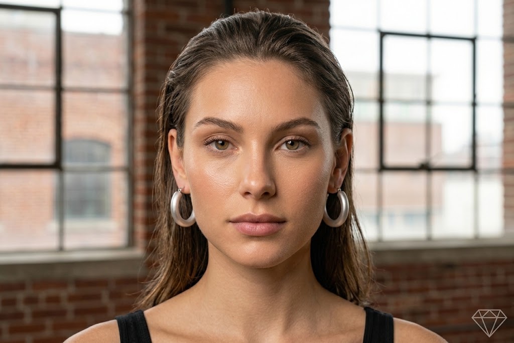 Primakind Title: Women's Thick Silver-Tone Hoop Earrings