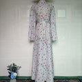 PrimaKind Floral Print Flared-Sleeve Waist Belt Maxi Dress