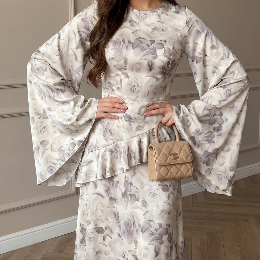 PrimaKind Floral Satin Maxi Dress