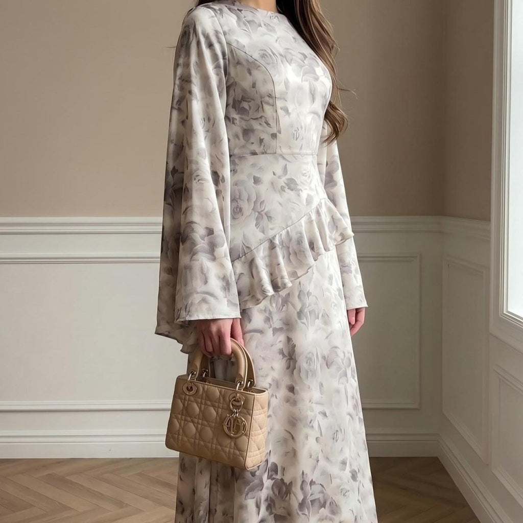 PrimaKind Floral Satin Maxi Dress