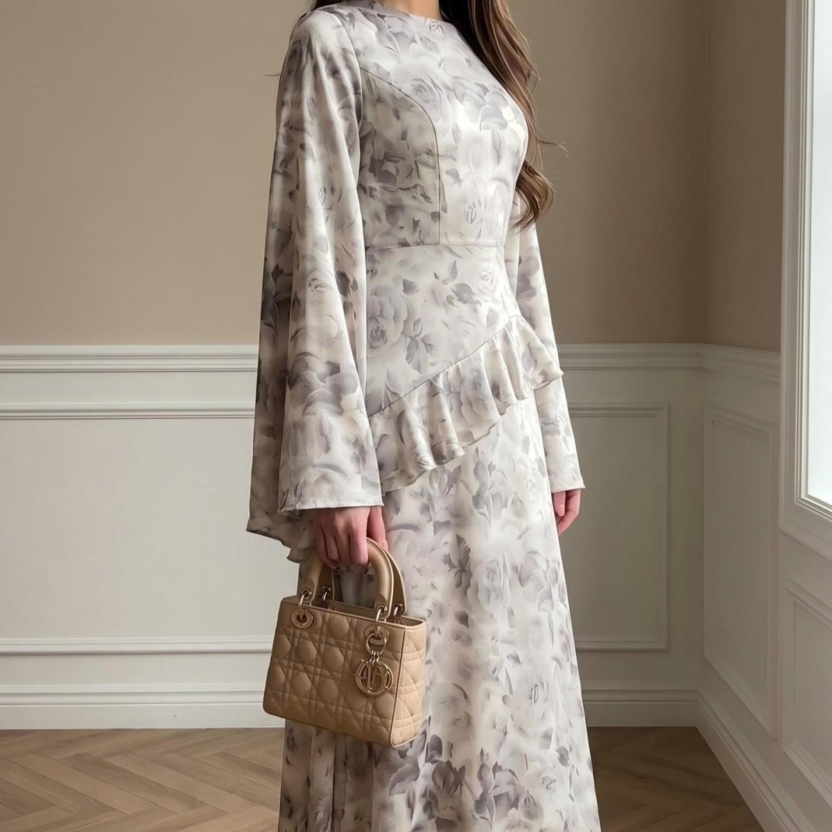 PrimaKind Floral Satin Maxi Dress