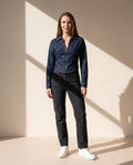 Primakind Women's Denim Zip-Front Fitted Shirt