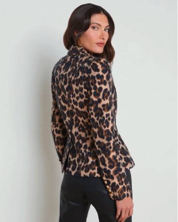 Beauty in Black Crystle Stewart Leopard Blazer
