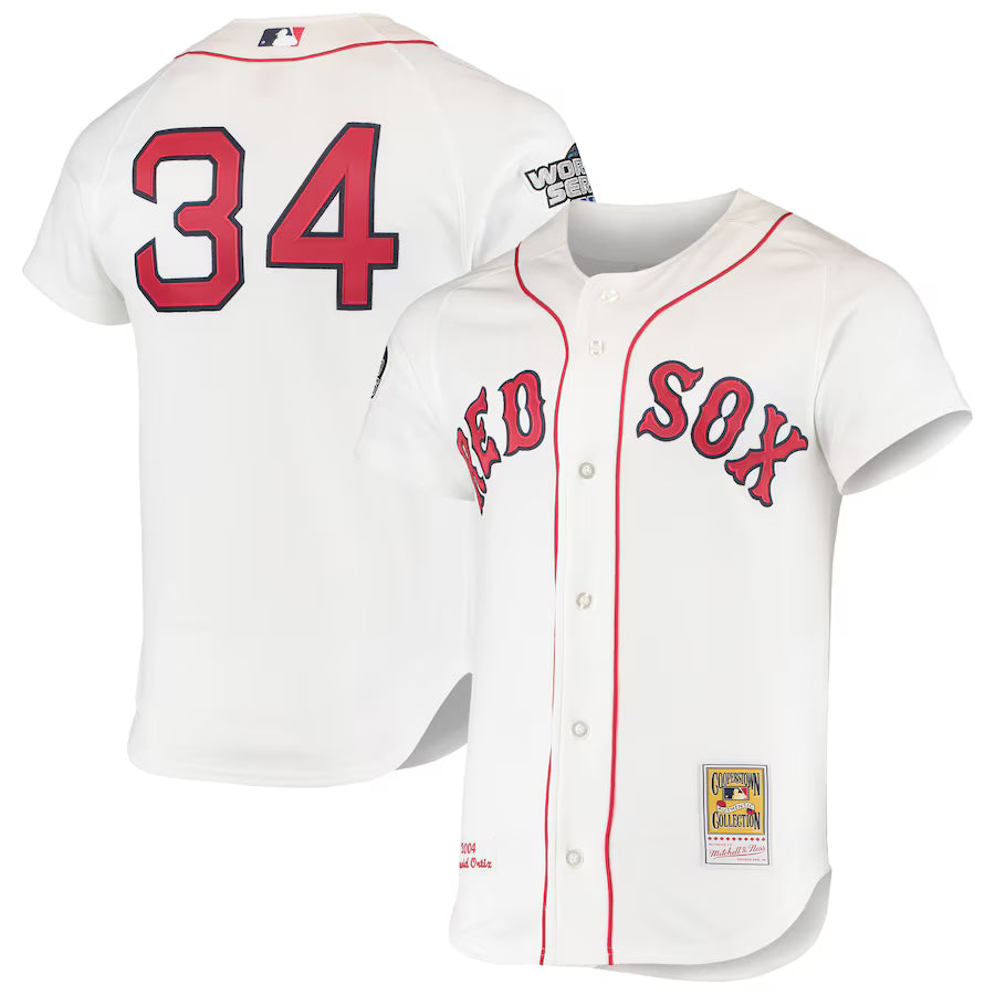 Men's Boston Red Sox David Ortiz Mitchell & Ness White 2004 Cooperstown Collection Home Authentic Jersey