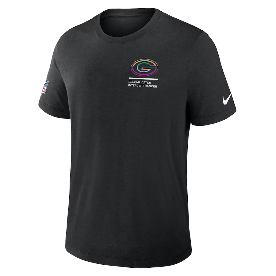 Green Bay Packers Nike Black 2025 NFL Crucial Catch Tri-Blend Dri-FIT T-Shirt