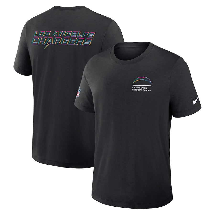 Los Angeles Chargers Nike Black 2025 NFL Crucial Catch Tri-Blend Dri-FIT T-Shirt