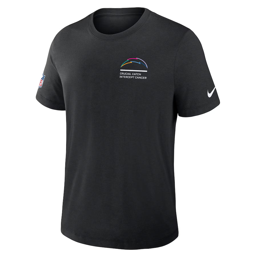 Los Angeles Chargers Nike Black 2025 NFL Crucial Catch Tri-Blend Dri-FIT T-Shirt