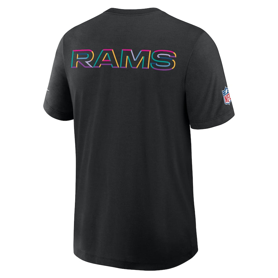Los Angeles Rams Nike Black 2025 NFL Crucial Catch Tri-Blend Dri-FIT T-Shirt