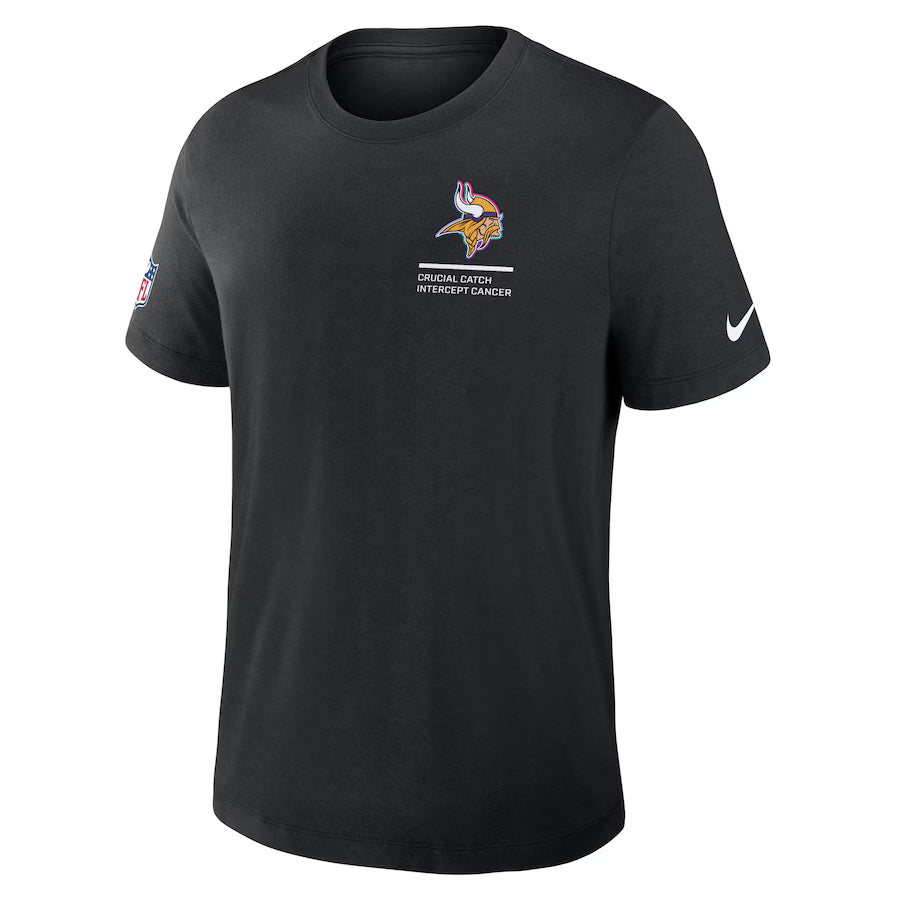 Minnesota Vikings Nike Black 2025 NFL Crucial Catch Tri-Blend Dri-FIT T-Shirt