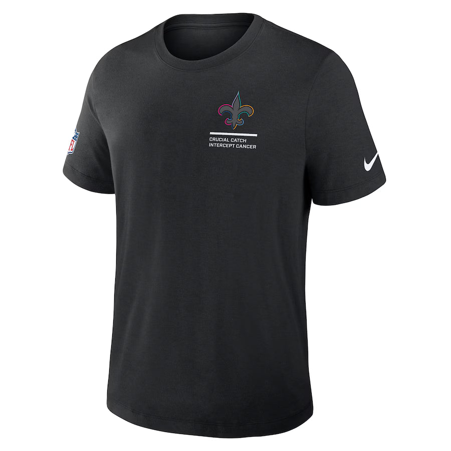 New Orleans Saints Nike Black 2025 NFL Crucial Catch Tri-Blend Dri-FIT T-Shirt