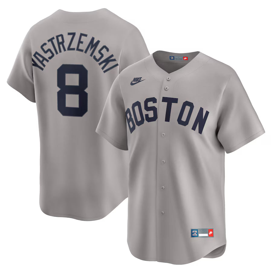 Men's Boston Red Sox Carl Yastrzemski Nike Gray Throwback Cooperstown Collection Limited Jersey