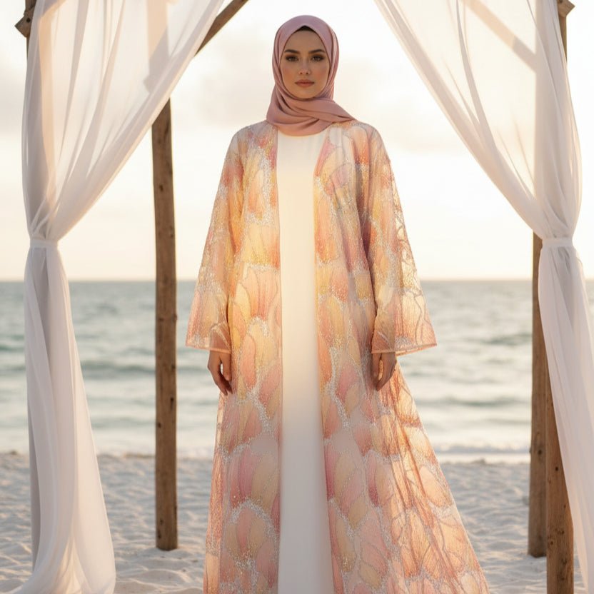 Primakind Petal Glow Hand-Embroidered Open Abaya Secret Garden Series