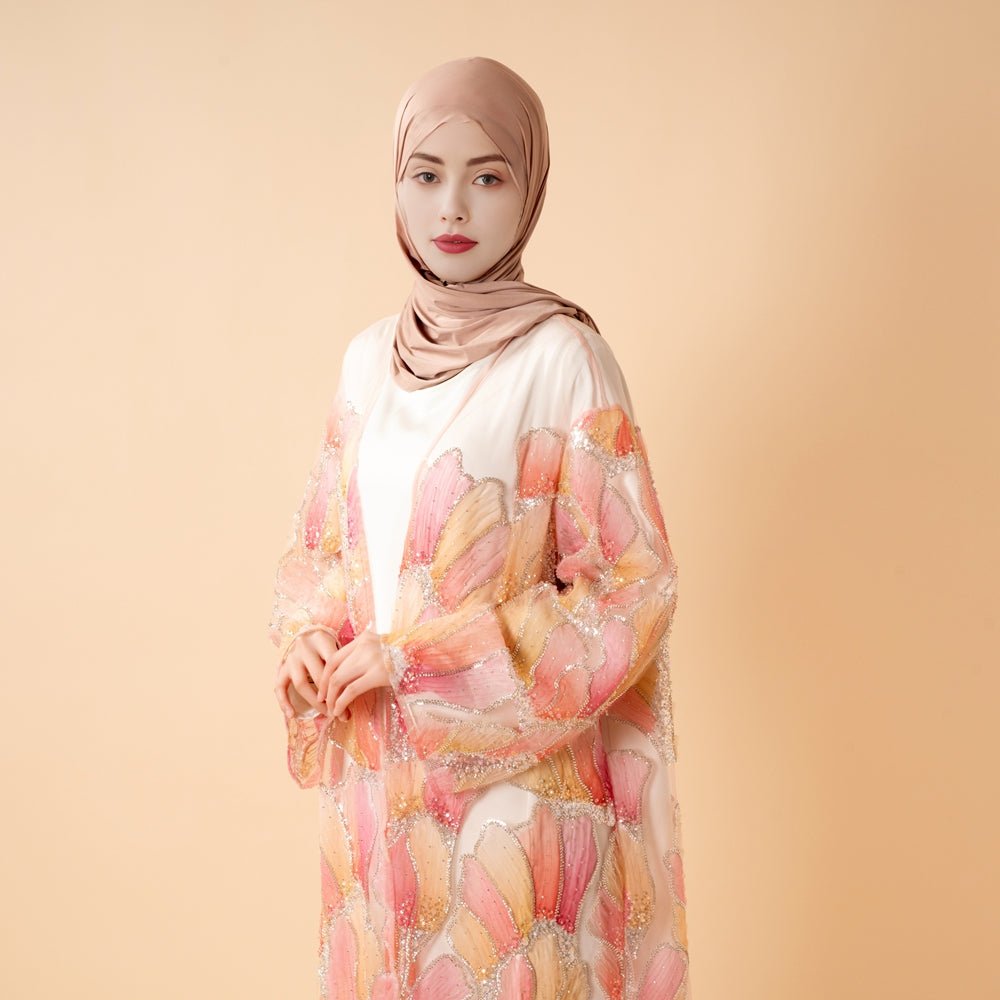 Primakind Petal Glow Hand-Embroidered Open Abaya Secret Garden Series