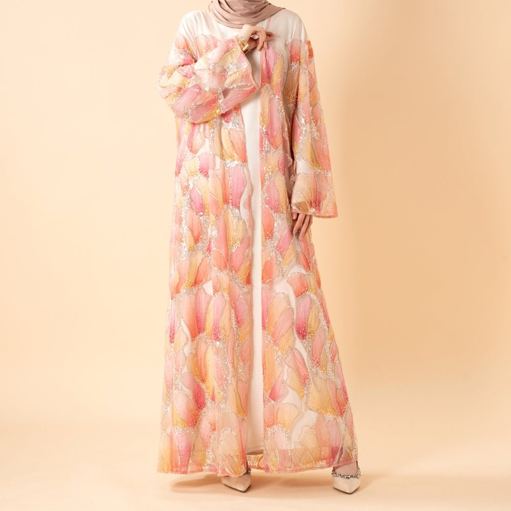 Primakind Petal Glow Hand-Embroidered Open Abaya Secret Garden Series