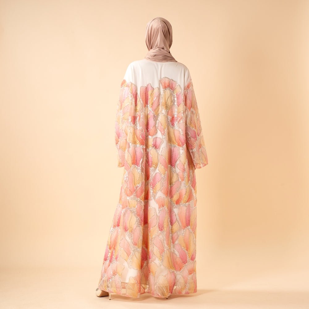 Primakind Petal Glow Hand-Embroidered Open Abaya Secret Garden Series