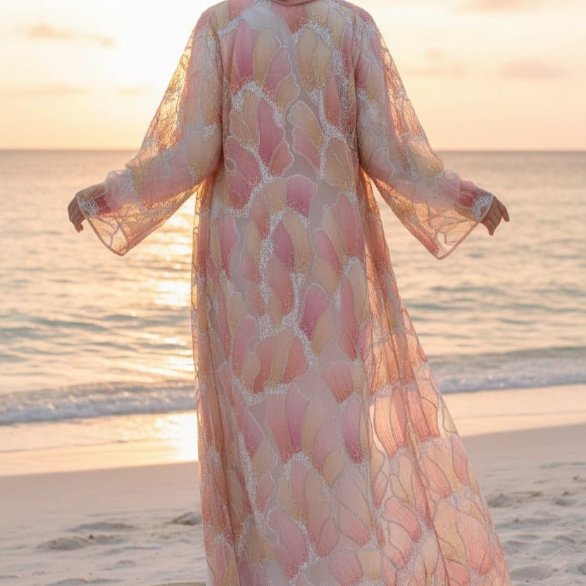 Primakind Petal Glow Hand-Embroidered Open Abaya Secret Garden Series