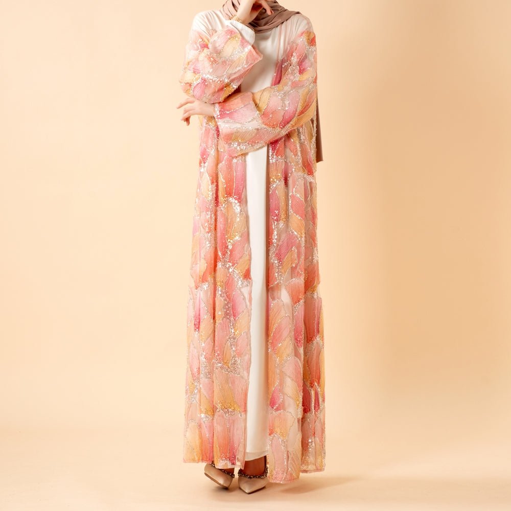 Primakind Petal Glow Hand-Embroidered Open Abaya Secret Garden Series