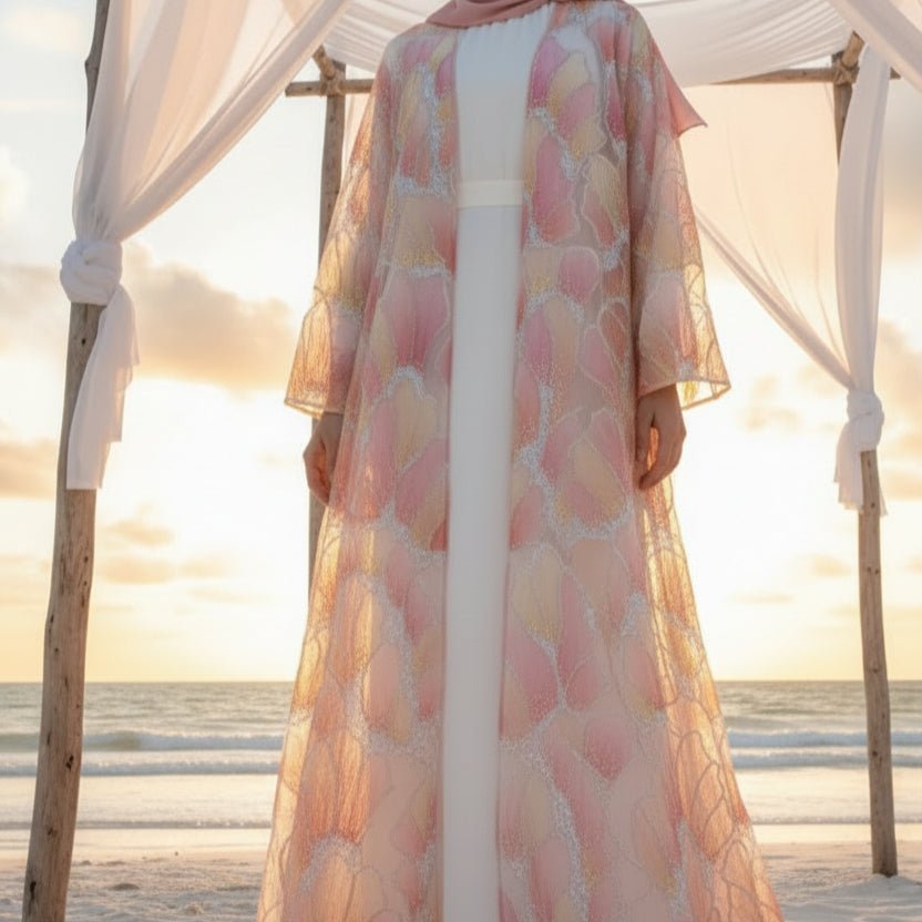 Primakind Petal Glow Hand-Embroidered Open Abaya Secret Garden Series
