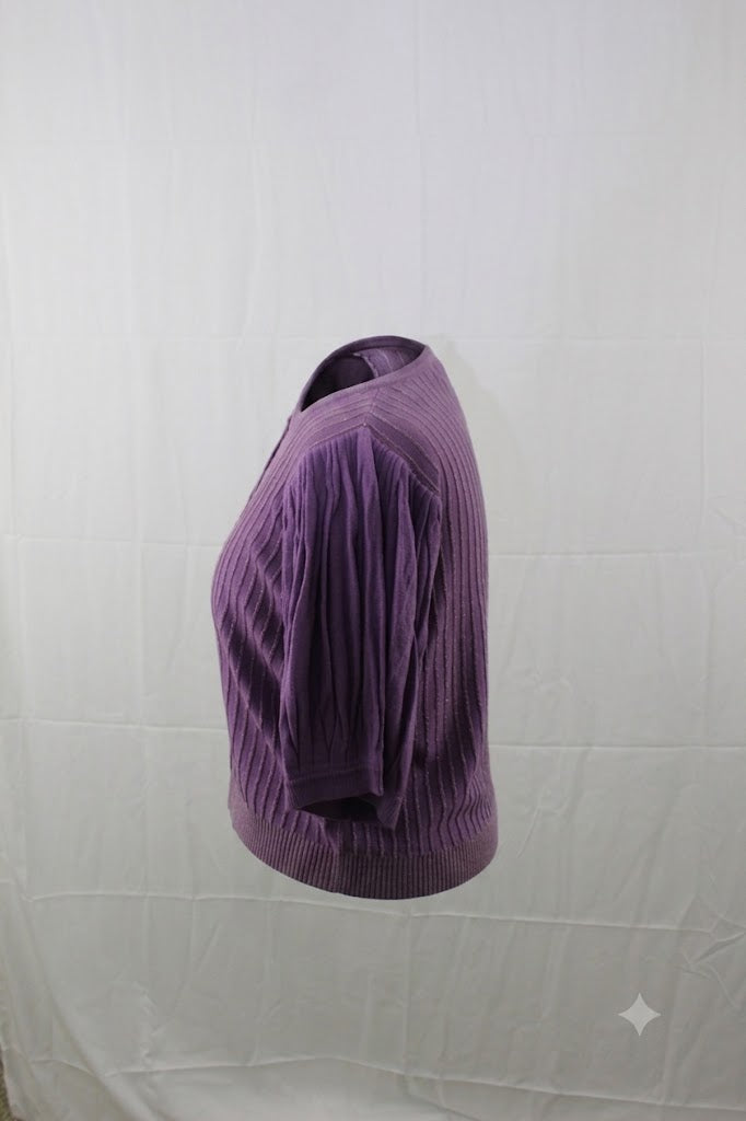 Primakind Women's Ribbed V-Neck Puff Sleeve Sweater Top