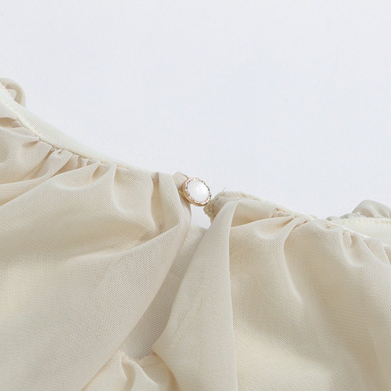 Primakind Round Neck Ruched Bodice Lantern Sleeve Floor-Length Dress