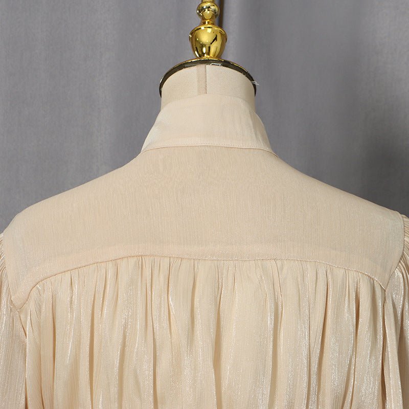Primakind Shimmer Tiered Ruffle Dress with Pearl Buttons