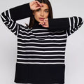 Primakind Striped Turtleneck Sweater Oversized Colorblock Pullover