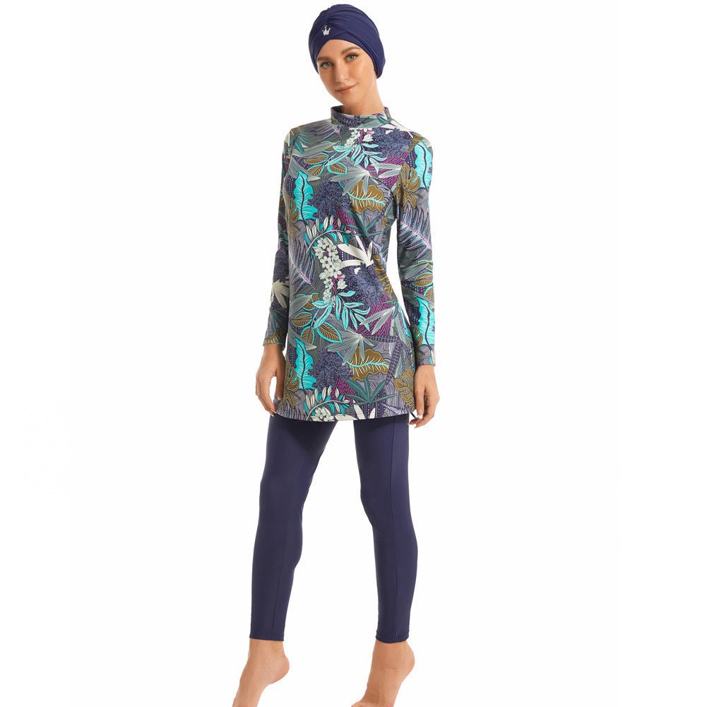 Primakind Tropical Print Modest Burkini Swimsuit Set