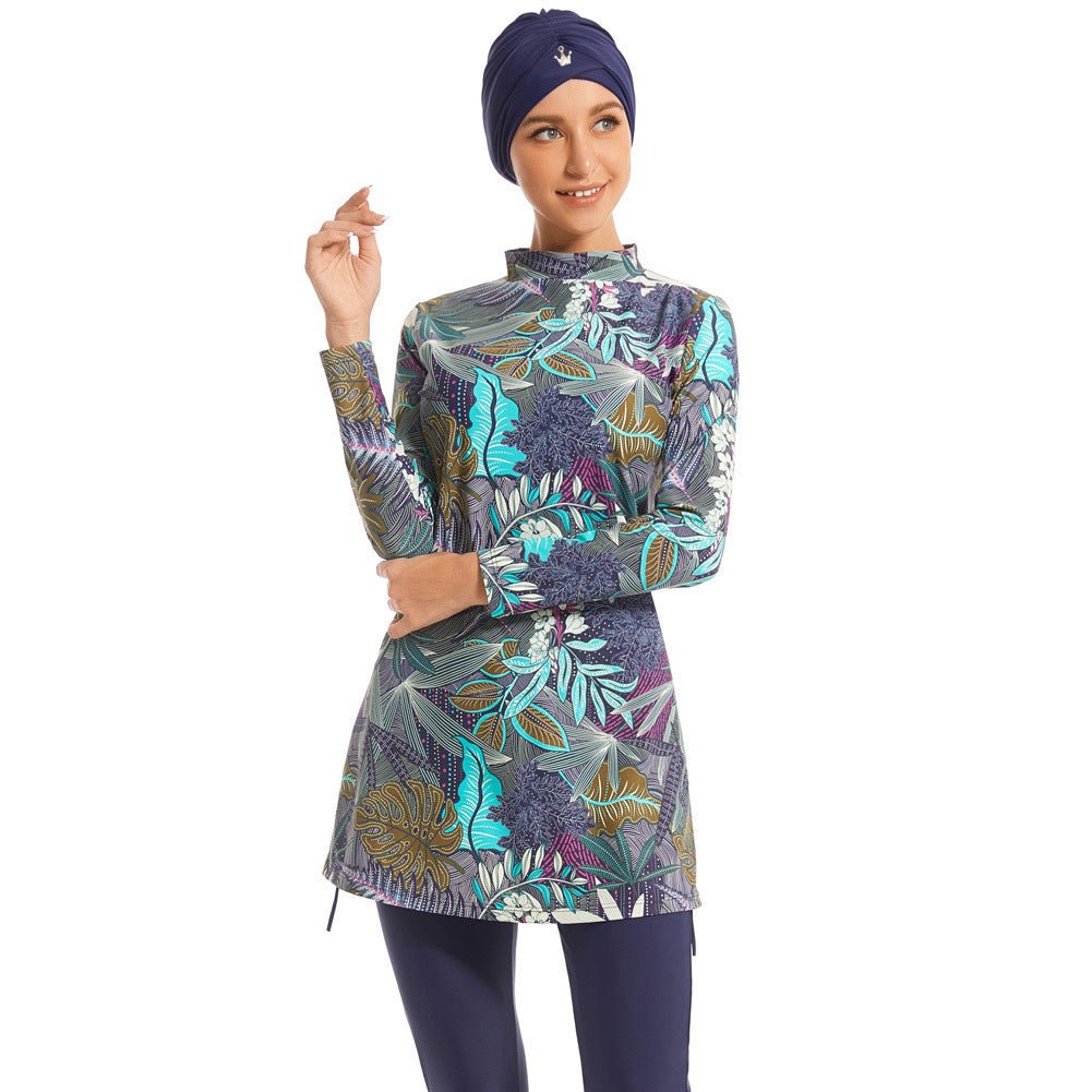 Primakind Tropical Print Modest Burkini Swimsuit Set