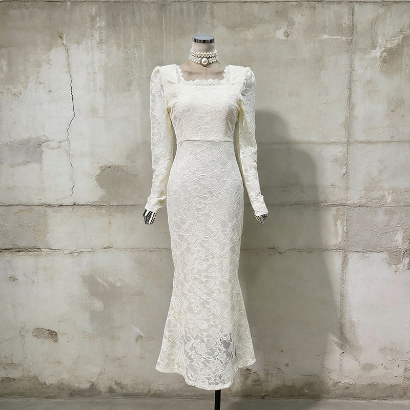 Primakind Vintage Lace Fishtail Dress