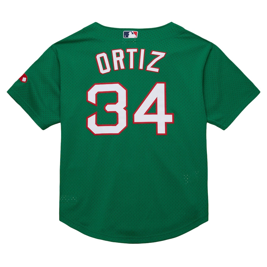 Youth Boston Red Sox David Ortiz Mitchell & Ness Green Cooperstown Collection Mesh Batting Practice Jersey